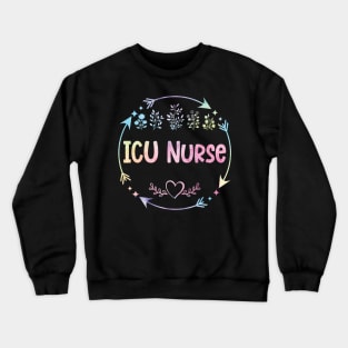 ICU Nurse cute floral watercolor Crewneck Sweatshirt